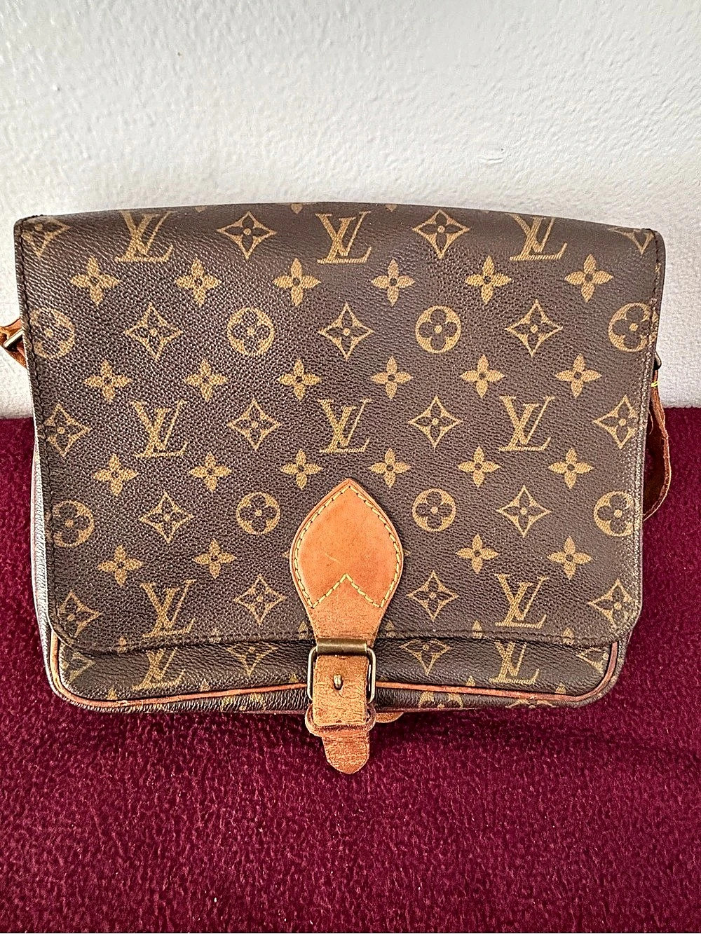 Louis Vuitton Cartouchiere MM Monogram Crossbody Bag Brown & Tan